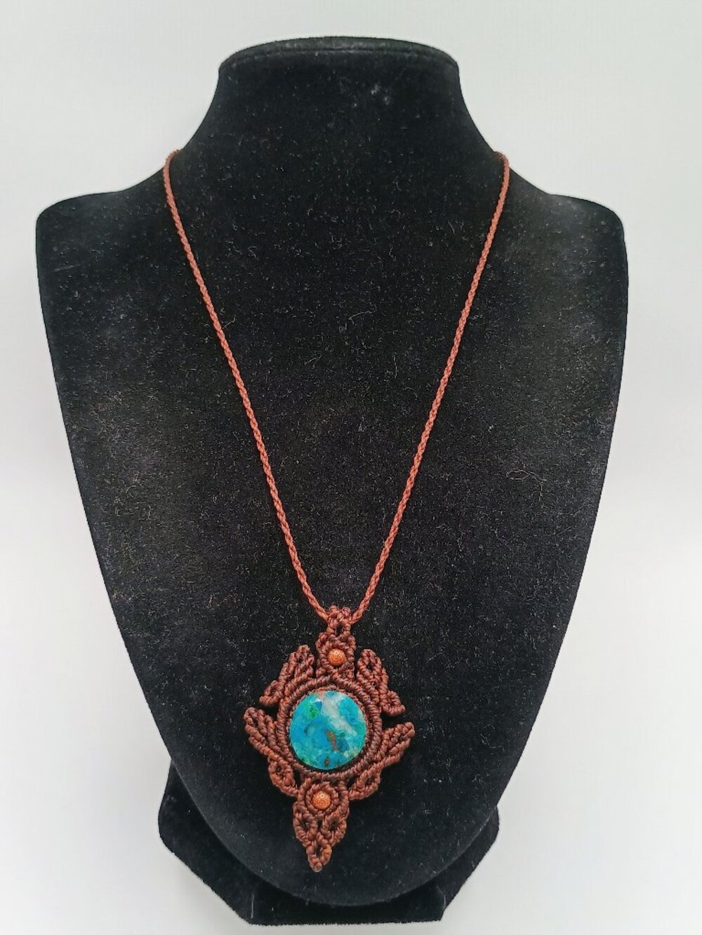 Handmade Macrame Necklace in Natural Turquoise